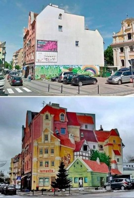 Фото здания до и после того, как на нем появился мурал. Впечатляет.jpg